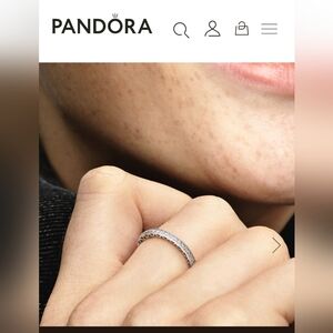Pandora Sparkle & Hearts Sterling Silver Ring Size 7